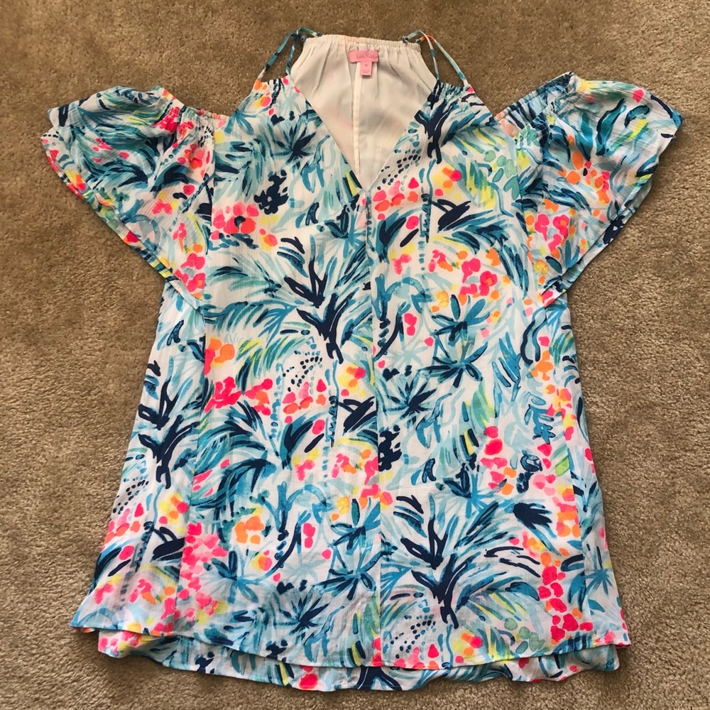 Lilly Pulitzer cold shoulder shift dress, size M